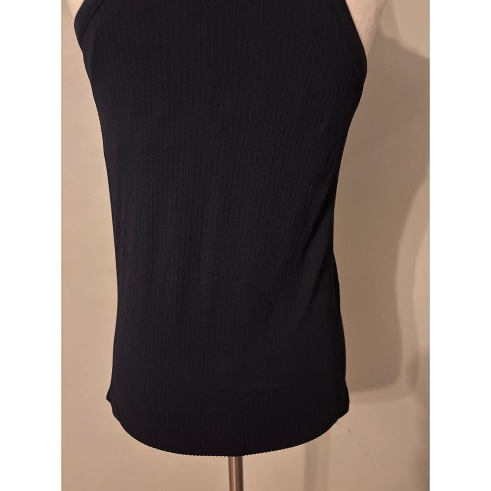 Zella Black Ribbed Tank Top Built In Bra Large - Picture 7 of 9
